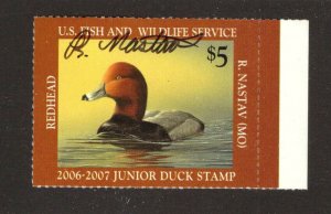 US JUNIOR DUCK HUNTING STAMP - SCOTT# JDS14 - ARTIST SIGNED-REBEKAH NASTAV - MNH