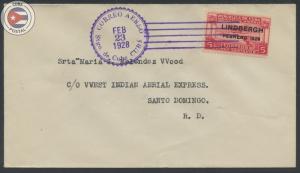 Cuba 1928 First Flight Cover Santiago - Dominican Rep | Edifil E7 | CU8102