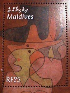 MALDIVES- FAMOUS PAINTING-1935 DAME DEMON- BY PAUL KLEE-MNH S/S SHEET-VF