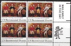 US #1728 MNH Zip Code/Mail Early Block. Surrender at Saratoga, 1777
