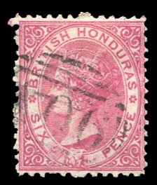 British Honduras #6 (SG 9) Cat£55, 1872 6p rose, used, signed Diena