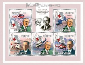 Guinea - Bissau 2009 - John Flynn (1880-1951), Helicopters & Red Cross 5v