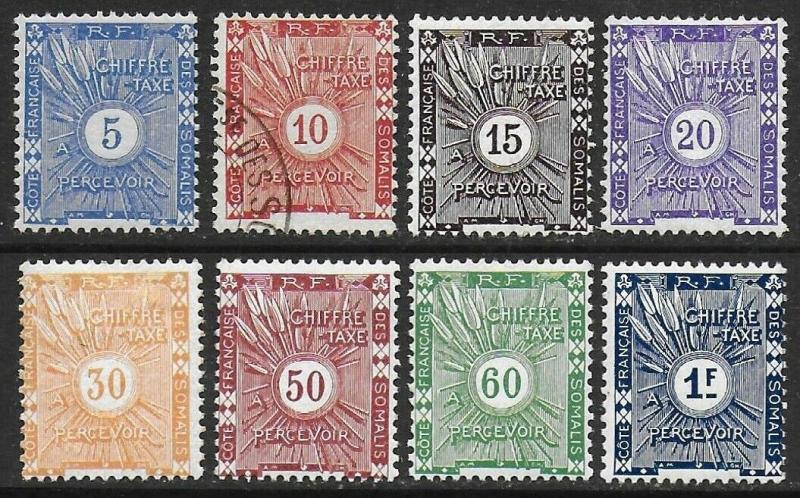 Somali Coast 1915 Due Set #J1-J8 Fine H CV $20.00