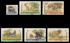 Tanzania 1980 Official set 'Wildlife' complete very fine used. SG O64-O69.