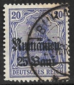 ROMANIA GERMAN OCCUPATION 1918 25b on 20pf Germania Sc 3N11 VFU