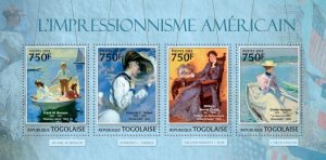 TOGO - 2013 - American Impressionism - Perf 4v Sheet - Mint Never Hinged