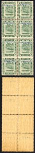 Brunei Japanese Occupation of SGJ4 3c Blue-green U/M Block of Eight