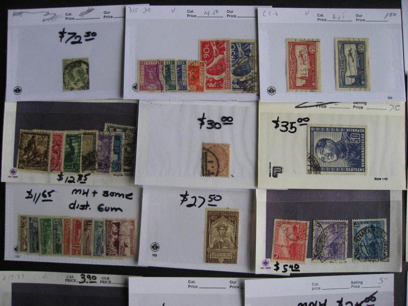 Old WESTERN EUROPE better stamps on sales cards,nice sized group check them out!