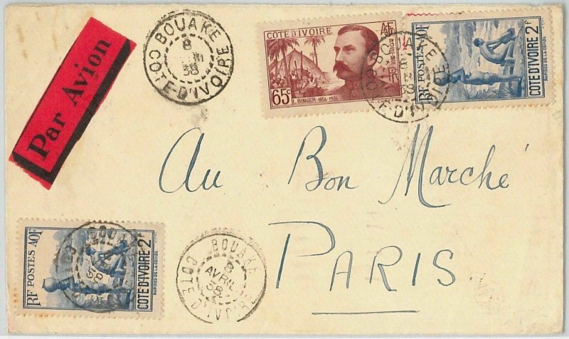 44831 -   IVORY COAST Côte d'Ivoire - POSTAL HISTORY - COVER to FRANCE 1938