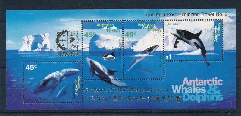 [51992] Australian Antar. Ter. 1995 Marine life Whales Ovp Singapore MNH Sheet