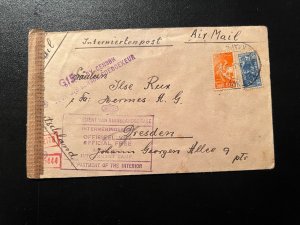 1943 South Africa Interment Camp Airmail Cover Cape Town to Dresden Germany 3