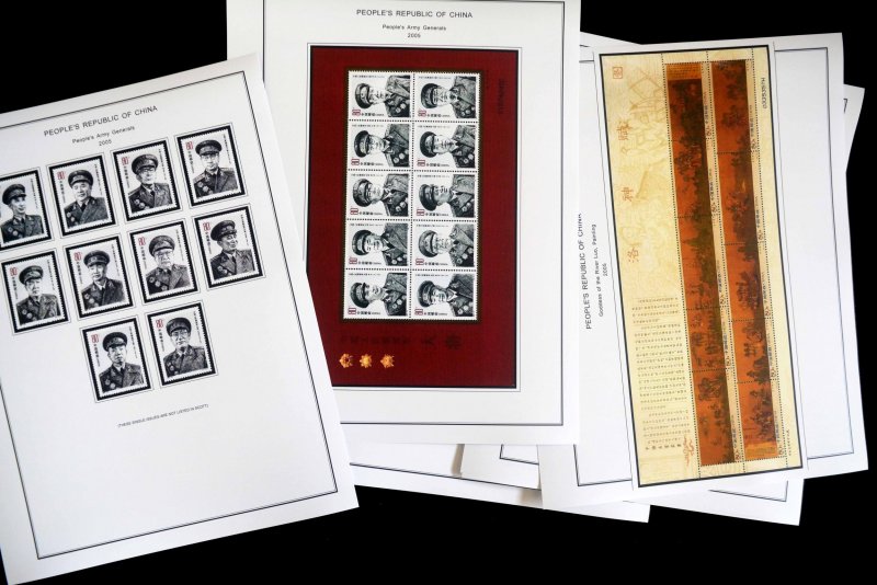 COLOR PRINTED CHINA P.R.C. 2000-2010 STAMP ALBUM PAGES (170 illustrated pages)