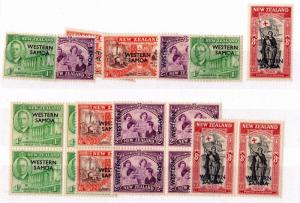 Western Samoa 1946 Peace Issue Blocks/Pairs/Singles MLH X7896