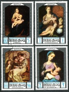 Dubai 341-344 Michel,CTO. Mother's Day 1969.Paintings by Murillo,Mazzuoli,Rubens
