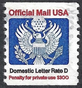 United States #O139 Domestic Rate D. Official (1985). Used.