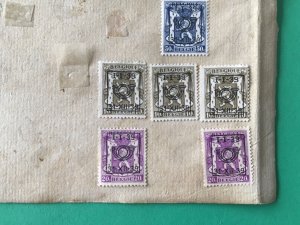 Belgium pre cancel stamps on 2 old album part pages Ref A8456