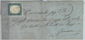 82372-SARDINIA-Postal History: SASS # 15dc on envelope from San Remo 1861 
