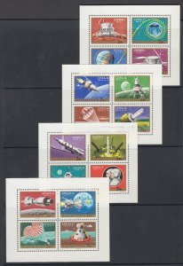 Hungary Sc C308-C311 MNH. 1970-1971 Manned Space Missions, perf & imperf sets VF