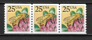 United States 2281f Bee PNC Strip of 3 Plate 2 MNH