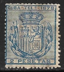 CUBA 1878 2p Blue ARMS Telegraph Stamp His. T50 MH Toned Gum