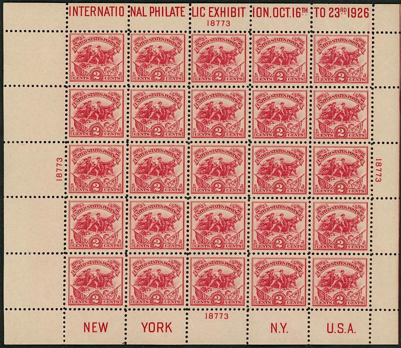 1926 United States Postage Stamp Sheet #630v Dot Over S F/VF Mint Original Gum