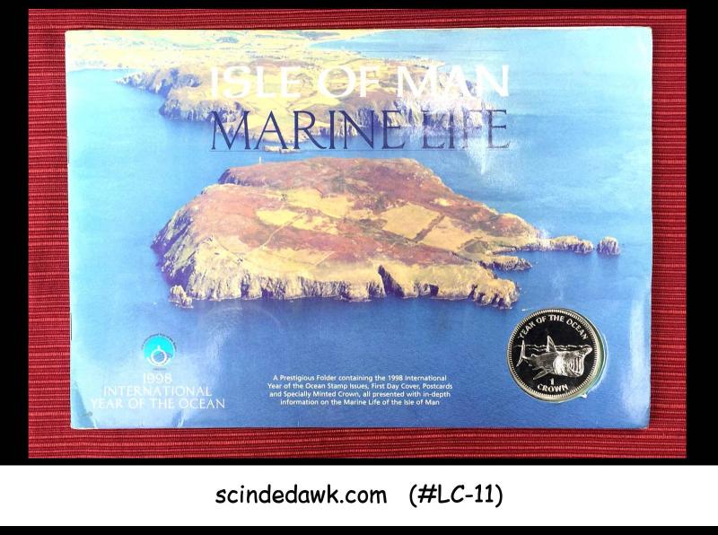 ISLE OF MAN 1998 MARINE LIFE SPECIAL FOLDER (1 COIN FDC AND 12-STAMPS MNH)