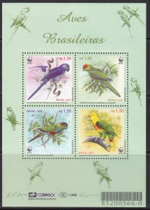 Brazil, Fauna, WWF, Birds MNH / 2001