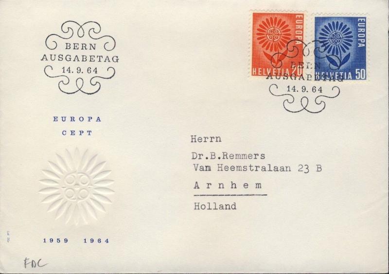 SUISSE / SWITZERLAND / SCHWEIZ 1964 EUROPA set Mi.800/1 on FDC