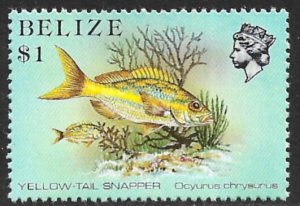 BELIZE 1988 $1.00 Yellow Tail Snapper P.13 1/2 Marine Life Issue Sc 711a MNH