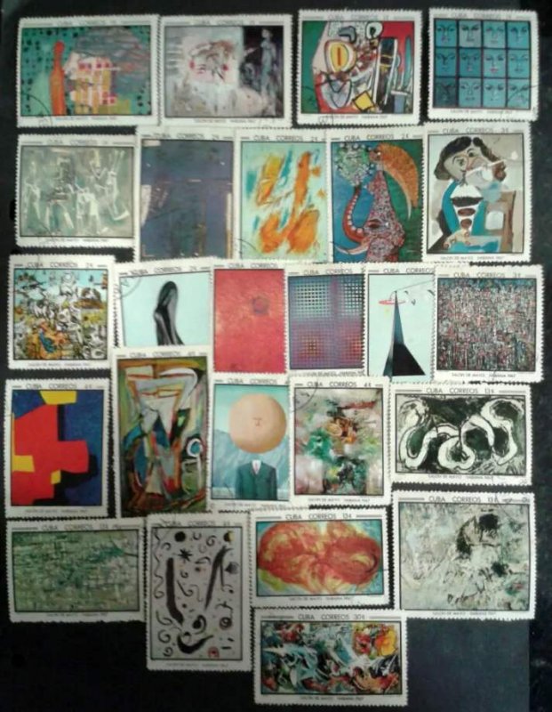 CUBA Sc# 1249-1273  SALON DE MAYO painting art CPL SET of 25     1967 used cto