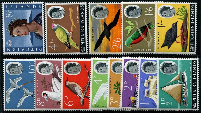 HERRICKSTAMP PITCAIRN ISLANDS Sc.# 39-51 1964-65 QE II Definitive (Birds) NH