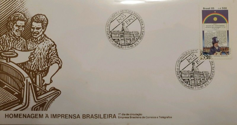 A) 1985, BRAZIL, DIARY, FDC, TRIBUTE TO THE BRAZILIAN PRESS, ECT 