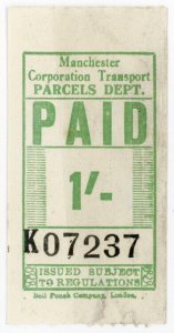 (I.B) Manchester Corporation Trams : Railway Parcel 1/-