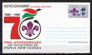 Papua New Guinea, 1996 issue. Scouting Anniversary Aerogramme. ^