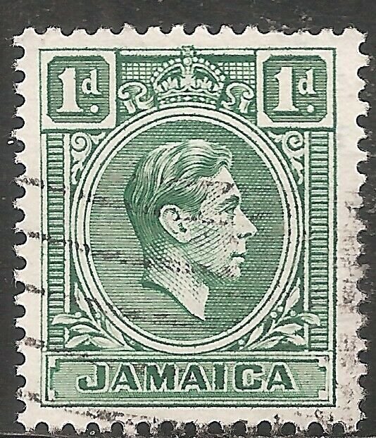 Jamaica Stamp - Scott #149/A36 1p Blue Green Canc/LH 1951