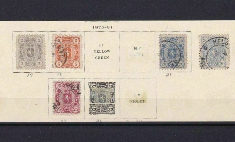 FINLAND 1875 - 81   STAMPS  ON PART PAGE CAT £100+   REF 5731