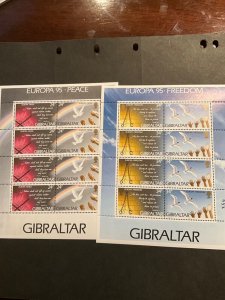 Gibraltar Scott #677a, 679a never hinged sheetlets