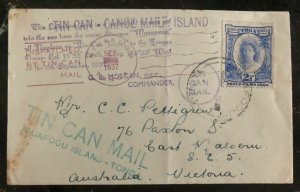 1937 Niuafoou Tonga Toga Islands Tin Can Mail Cover To Victoria Australia B