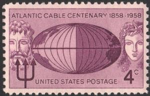 SC#1112 4¢ Atlantic Cable Centenary (1958) MNH