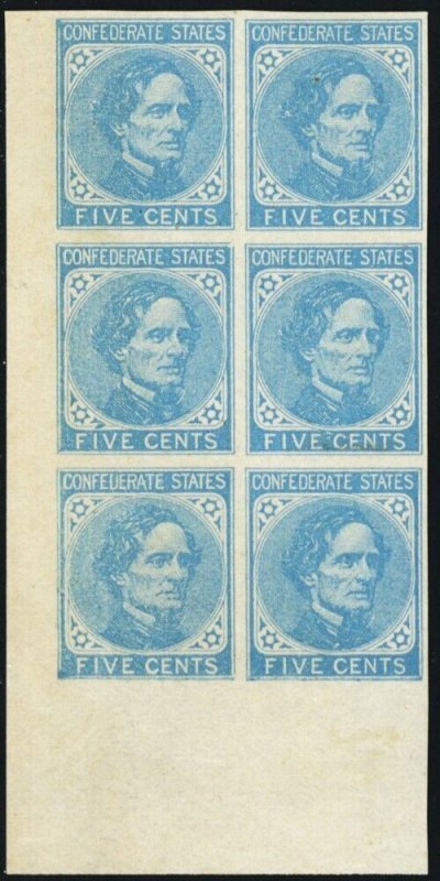 CSA 7, Mint VF/XF OG NH Block of Six - Archer and Daly Printing - Stuart Katz