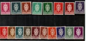 Norway Scott O65-82 Mint hinged (Catalog Value $74.20)