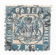 German States - Baden  #15   1kr black   (U) CV $87.50