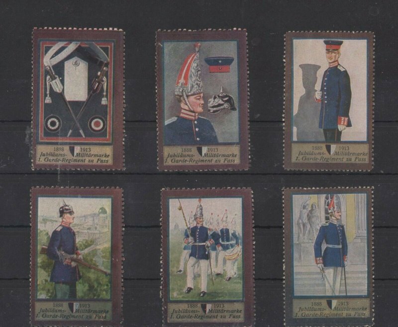 Military Uniforms Lot of 6, Guard Regiment on Foot Commemoratives, 1888-1913