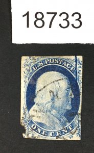 MOMEN: US STAMPS # 9 VAR. PLATE CRACK POS.2L2 USED LOT #18733