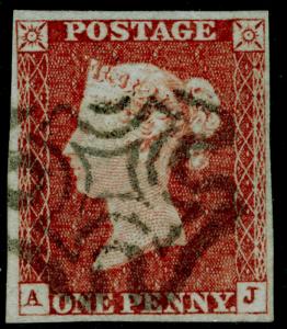 SG8, 1d red-brown PLATE 30, FINE USED. Cat £120. BLACK MX. AJ