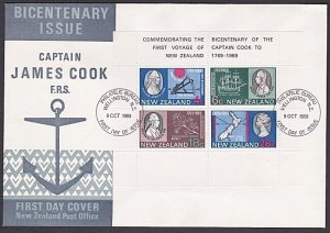 NEW ZEALAND 1969 Capt Cook mini sheet on FDC - ACS cat NZ$30..............A1714a