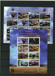 MOZAMBIQUE 2002 WILD ANIMALS/ELEPHANTS/WWF 2 SHEETS OF 4 & 16 STAMPS MNH