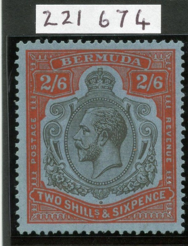 Bermuda 1932 KGV 2s6d black & bright orange-vermilion/deep blue MLH. SG 89k.