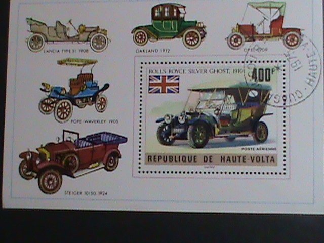 ​UPPER VOLTA 1975-WORLD FAMOUS CLASSIC ANTIQUE CARS -CTO S/S VERY FINE