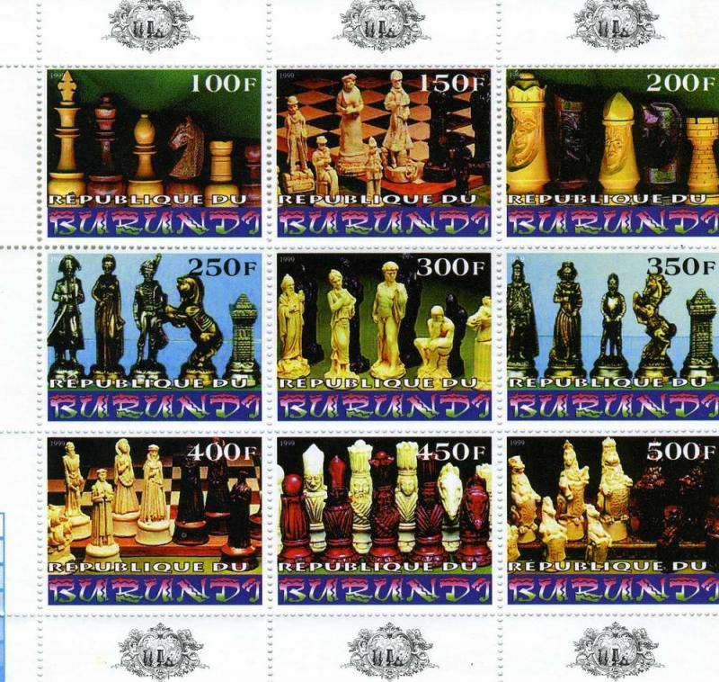 Burundi 1999 Chess on Stamps Sheet (9) Perforated mnh.vf